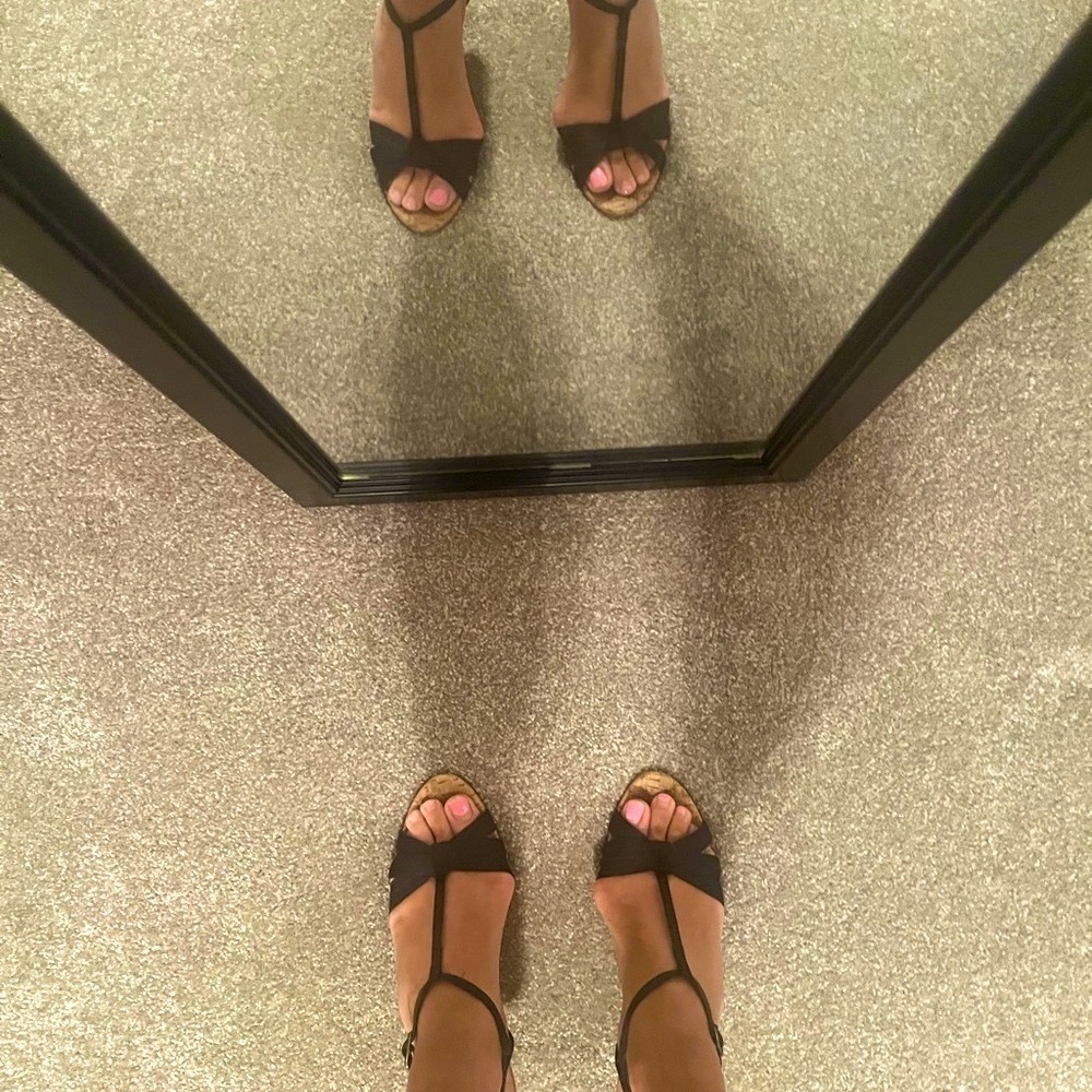 Nordstrom Brand Strappy Cork Heel Wedges